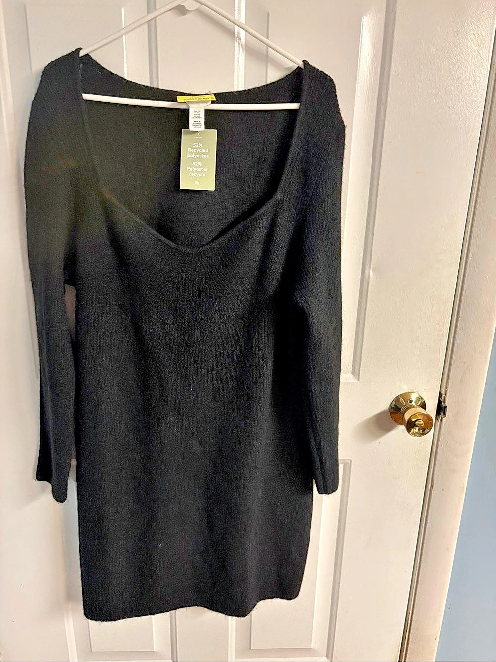 NWT H&M Black Ribbed Knit Sweetheart Mini Dress Long Sleeve Plus Size XXL
